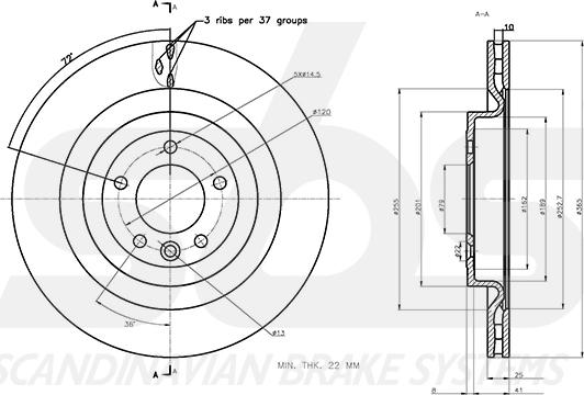 SBS 1815314056 - Тормозной диск autospares.lv