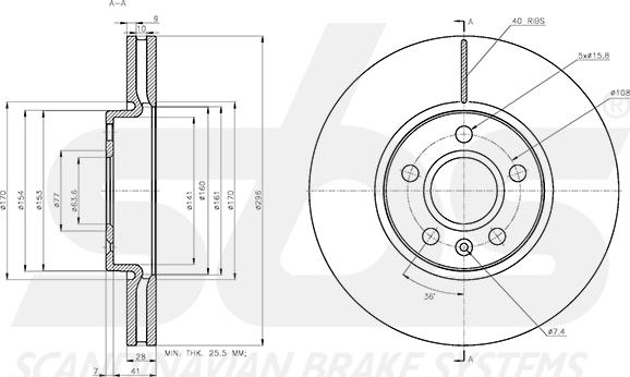 SBS 1815314874 - Тормозной диск autospares.lv