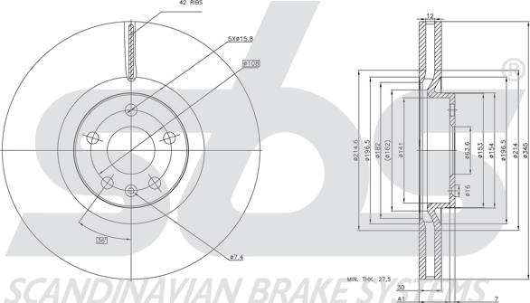 SBS 1815314870 - Тормозной диск autospares.lv