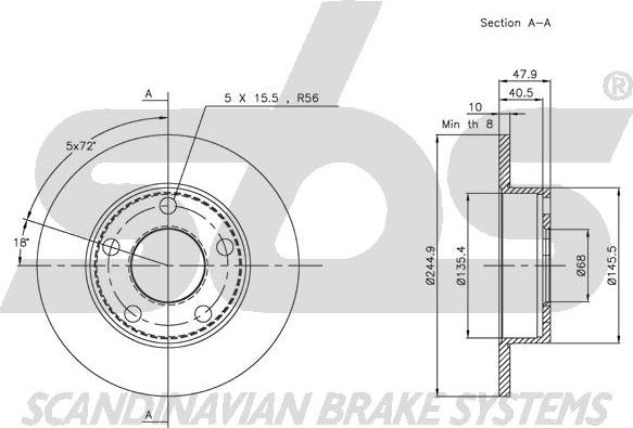 SBS 1815314763 - Тормозной диск autospares.lv