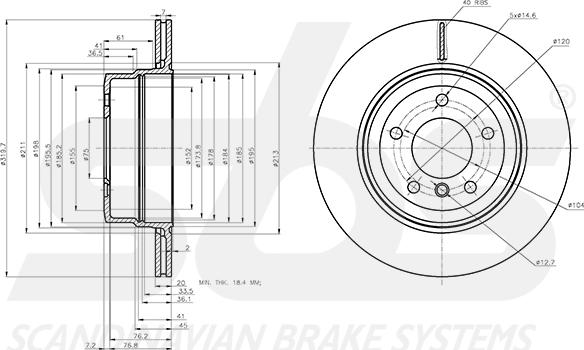 SBS 18153115120 - Тормозной диск autospares.lv