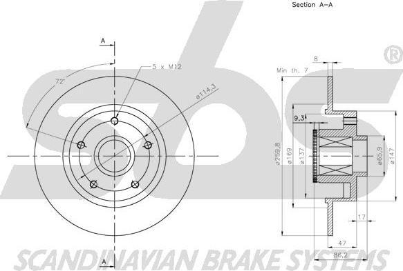 SBS 1815313993 - Тормозной диск autospares.lv