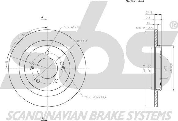 SBS 1815313442 - Тормозной диск autospares.lv