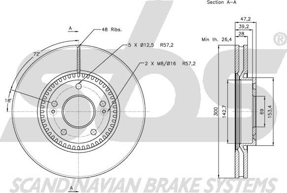 SBS 1815313422 - Тормозной диск autospares.lv