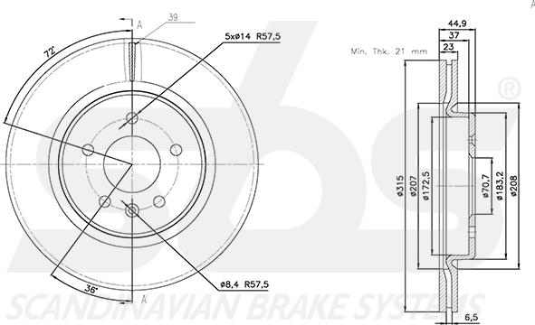 SBS 1815313690 - Тормозной диск autospares.lv