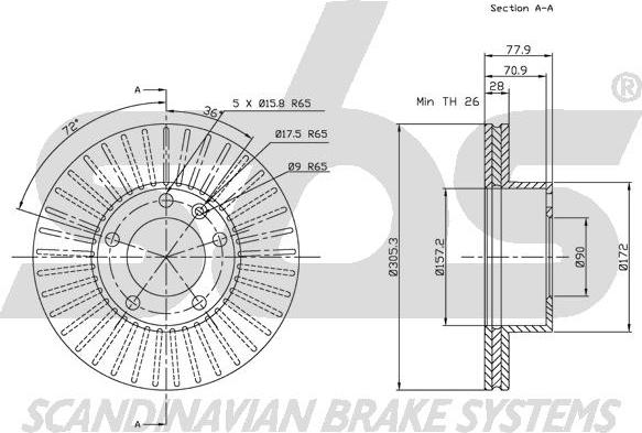 SBS 1815313644 - Тормозной диск autospares.lv