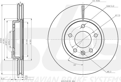 SBS 1815313685 - Тормозной диск autospares.lv