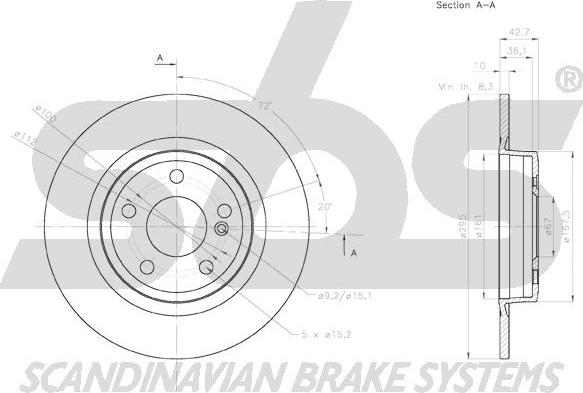 SBS 18153133126 - Тормозной диск autospares.lv