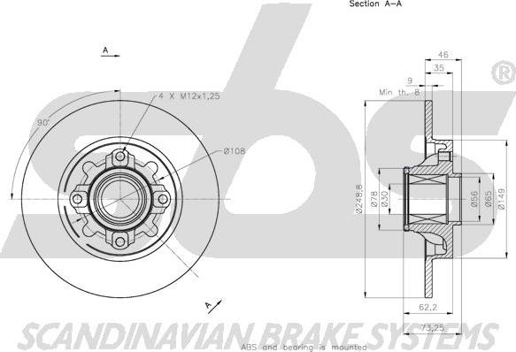 SBS 1815313738 - Тормозной диск autospares.lv