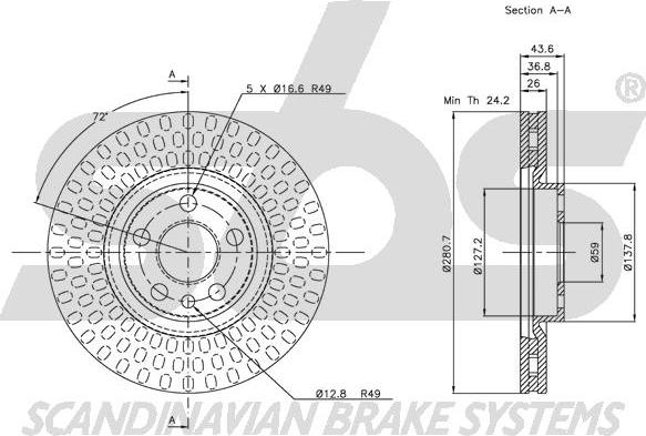 SBS 1815319942 - Тормозной диск autospares.lv