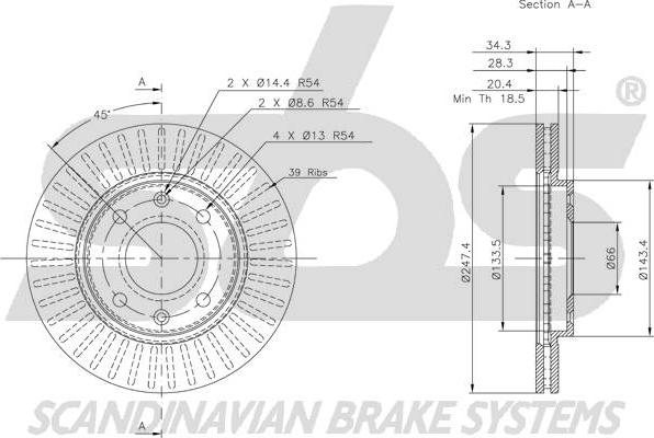 SBS 1815209918 - Тормозной диск autospares.lv