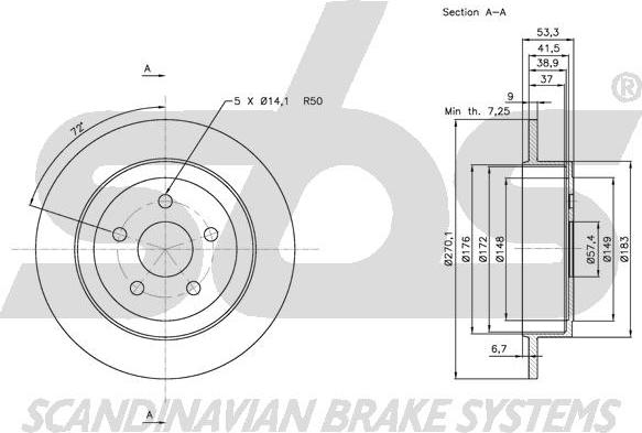 SBS 1815209316 - Тормозной диск autospares.lv