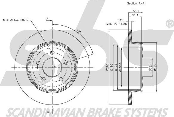 SBS 1815.209311 - Тормозной диск autospares.lv