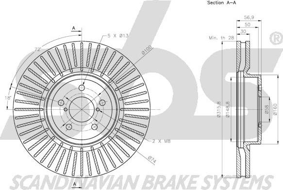 SBS 1815.204419 - Тормозной диск autospares.lv