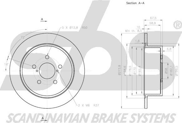 SBS 1815.204416 - Тормозной диск autospares.lv