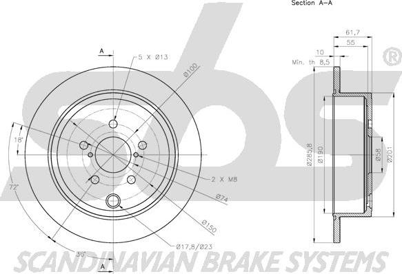 SBS 1815.204418 - Тормозной диск autospares.lv