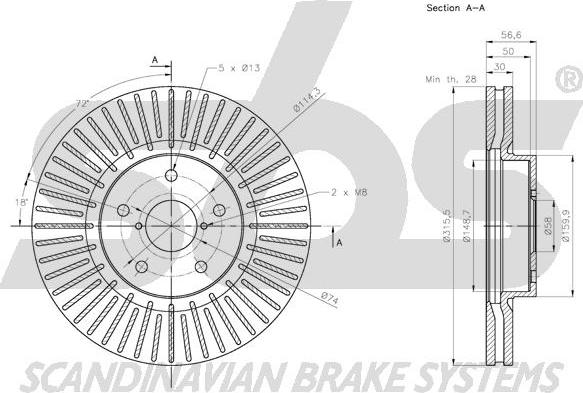 SBS 1815204421 - Тормозной диск autospares.lv