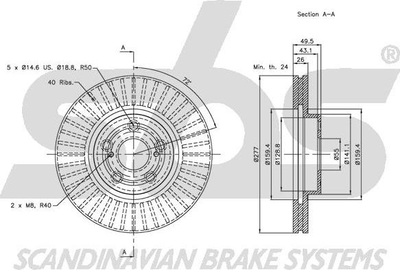 SBS 1815204590 - Тормозной диск autospares.lv