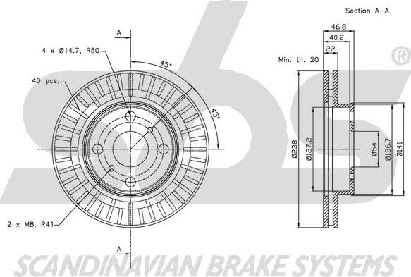 SBS 1815204551 - Тормозной диск autospares.lv