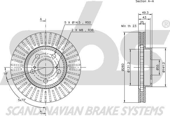 SBS 1815204564 - Тормозной диск autospares.lv