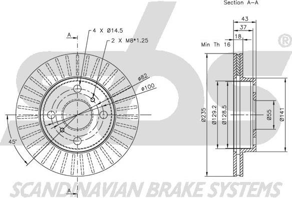 SBS 1815204565 - Тормозной диск autospares.lv