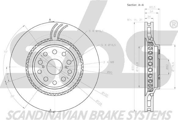 SBS 18153145147 - Тормозной диск autospares.lv