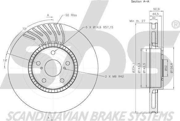 SBS 18153145104 - Тормозной диск autospares.lv