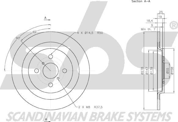 SBS 18152045111 - Тормозной диск autospares.lv