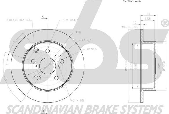 SBS 1815.2045126 - Тормозной диск autospares.lv