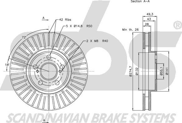 SBS 1815204586 - Тормозной диск autospares.lv