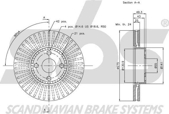 SBS 1815204580 - Тормозной диск autospares.lv