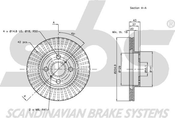 SBS 1815.204588 - Тормозной диск autospares.lv