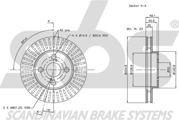 SBS 1815204582 - Тормозной диск autospares.lv