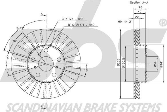 SBS 1815204536 - Тормозной диск autospares.lv