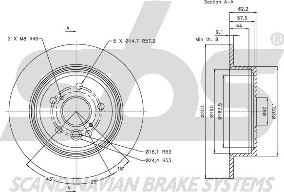 SBS 1815.204574 - Тормозной диск autospares.lv