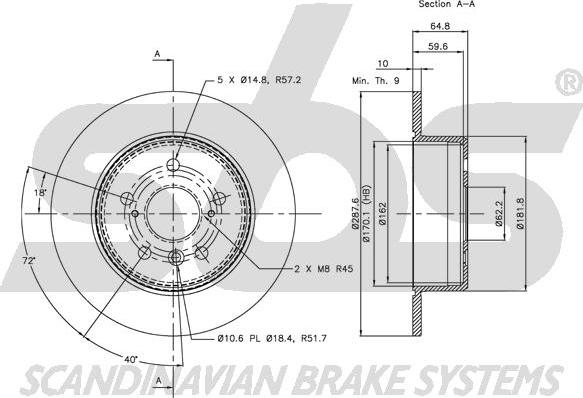 SBS 1815204570 - Тормозной диск autospares.lv