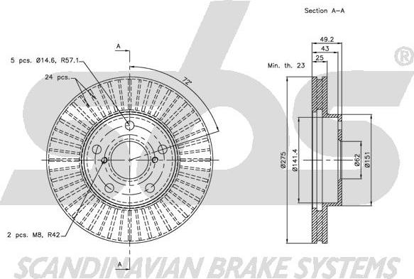 SBS 1815314578 - Тормозной диск autospares.lv