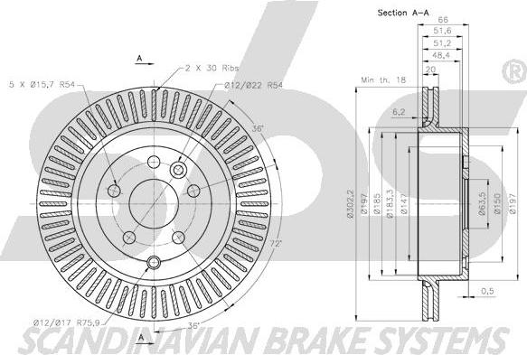 SBS 1815204033 - Тормозной диск autospares.lv