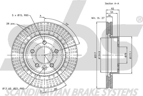 SBS 1815204026 - Тормозной диск autospares.lv