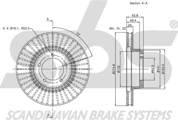 SBS 1815204023 - Тормозной диск autospares.lv