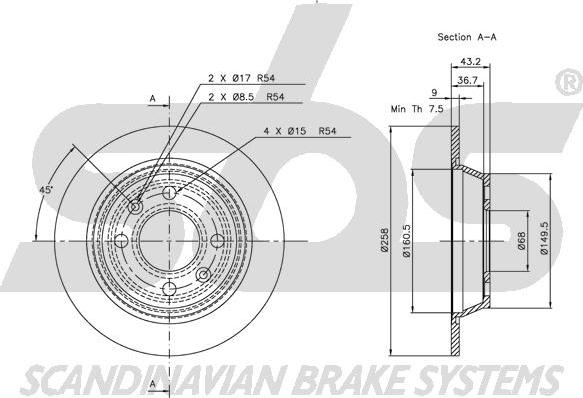 SBS 1815204107 - Тормозной диск autospares.lv