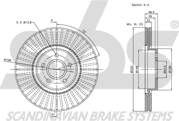 SBS 1815204850 - Тормозной диск autospares.lv