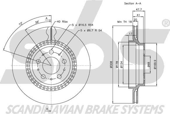 SBS 1815.204852 - Тормозной диск autospares.lv