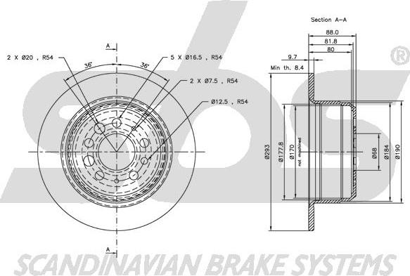 SBS 1815204803 - Тормозной диск autospares.lv