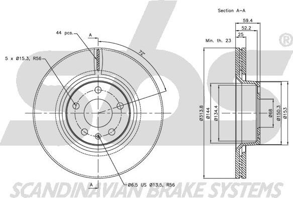 SBS 1815.204799 - Тормозной диск autospares.lv