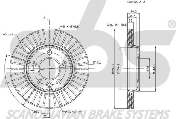 SBS 1815314797 - Тормозной диск autospares.lv