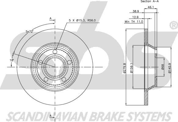 SBS 1815204745 - Тормозной диск autospares.lv