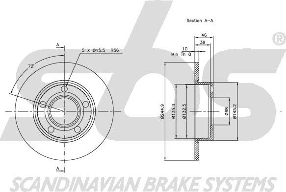 SBS 1815204747 - Тормозной диск autospares.lv