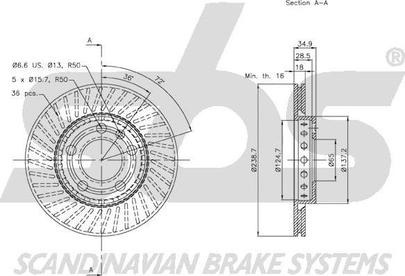 SBS 18153147101 - Тормозной диск autospares.lv