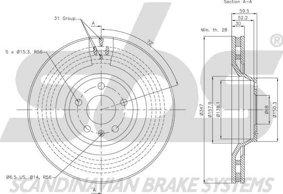 SBS 18153447108 - Тормозной диск autospares.lv